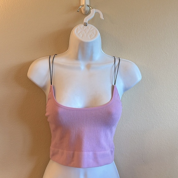 By Together Alani Ribbed Brami Lilac Scoop Neckline Cropped Womens Size M/L - Picture 3 of 12